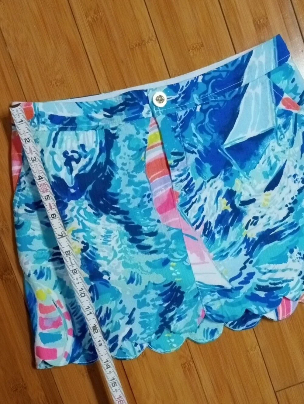 Lilly Pulitzer Turquoise Blue Wave-Sailboat Print Mini Skort Sz 0
